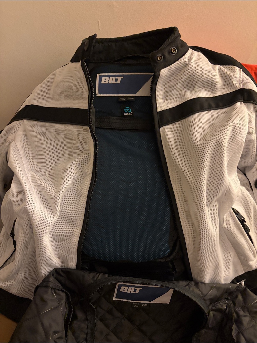 Women’s White and Black Motorcycle Jacket with removable insulated lining